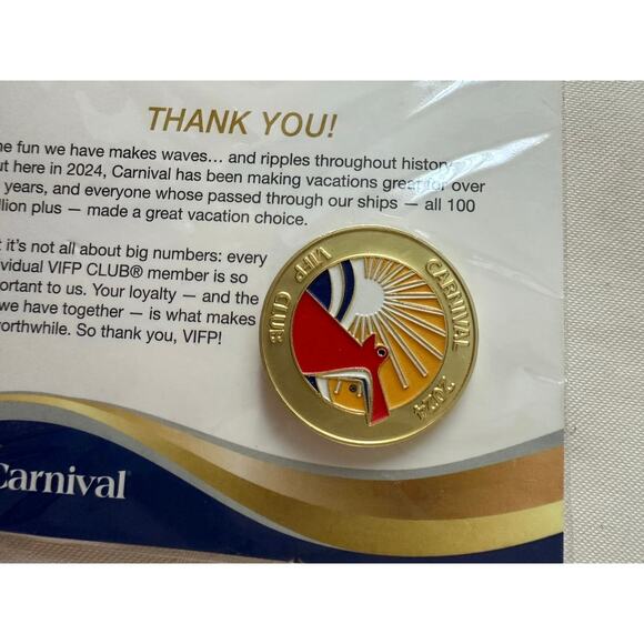 Carnival Cruise Line 2024 VIFP Club Gold Commemorative Pin - Picture 2 of 3
